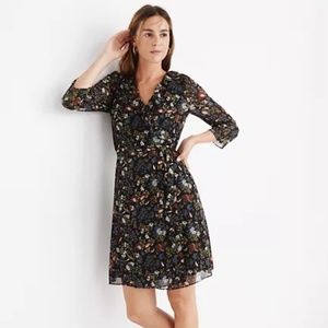 Madewell float wrap dress in black with flower print